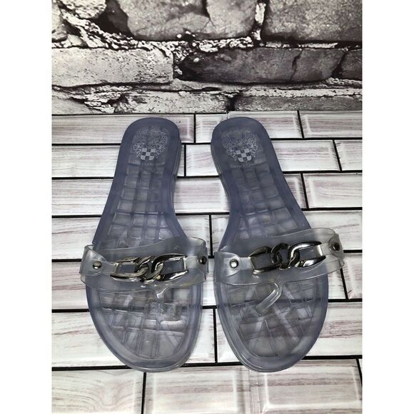 Vince Camuto Clear Rubber Chain Casual Thong Sandals Women Sz 6M US/36EU - Picture 1 of 16
